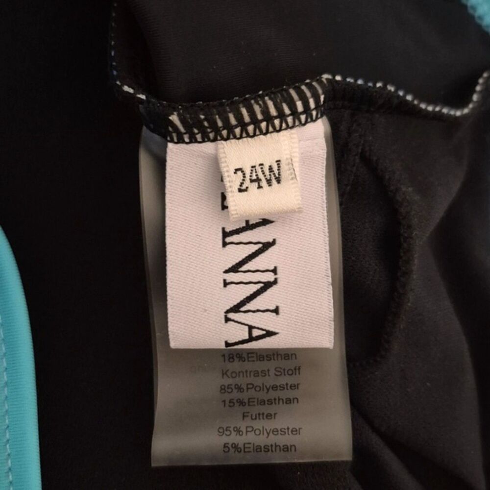 Hanna Nikole Swimsuit 24 W Blue Colorblock Boyleg Racerback One Piece Plus NWOT - Picture 6 of 11